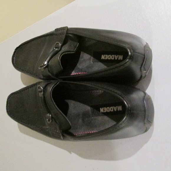 Madden Black Faux Vegan Leather Dress Slip On with Buckle Loafers Shoes sz 9.5 main image 3